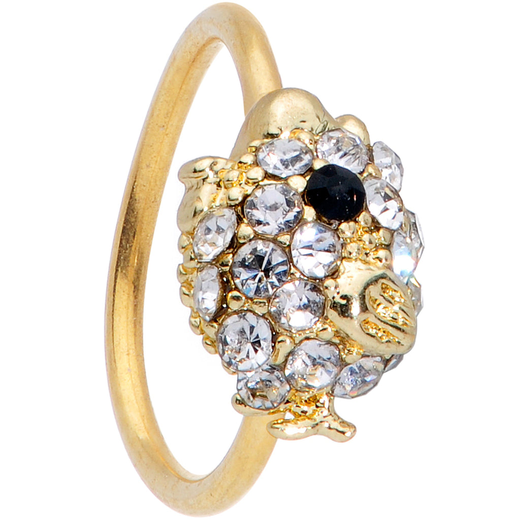 BodyCandy 20G 5/16 Clear Gem Gold Tone Little Chick Nose Hoop — lifestyle context