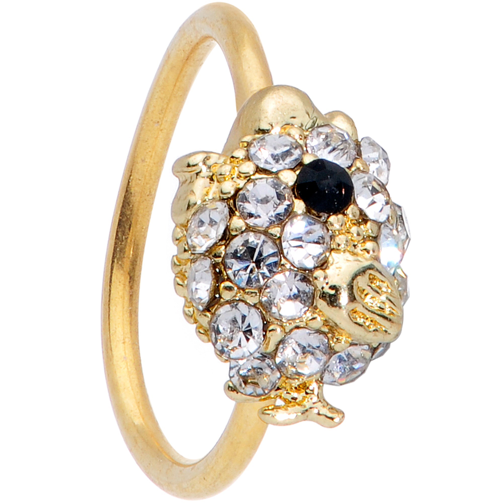 BodyCandy 20G 5/16 Clear Gem Gold Tone Little Chick Nose Hoop — lifestyle context