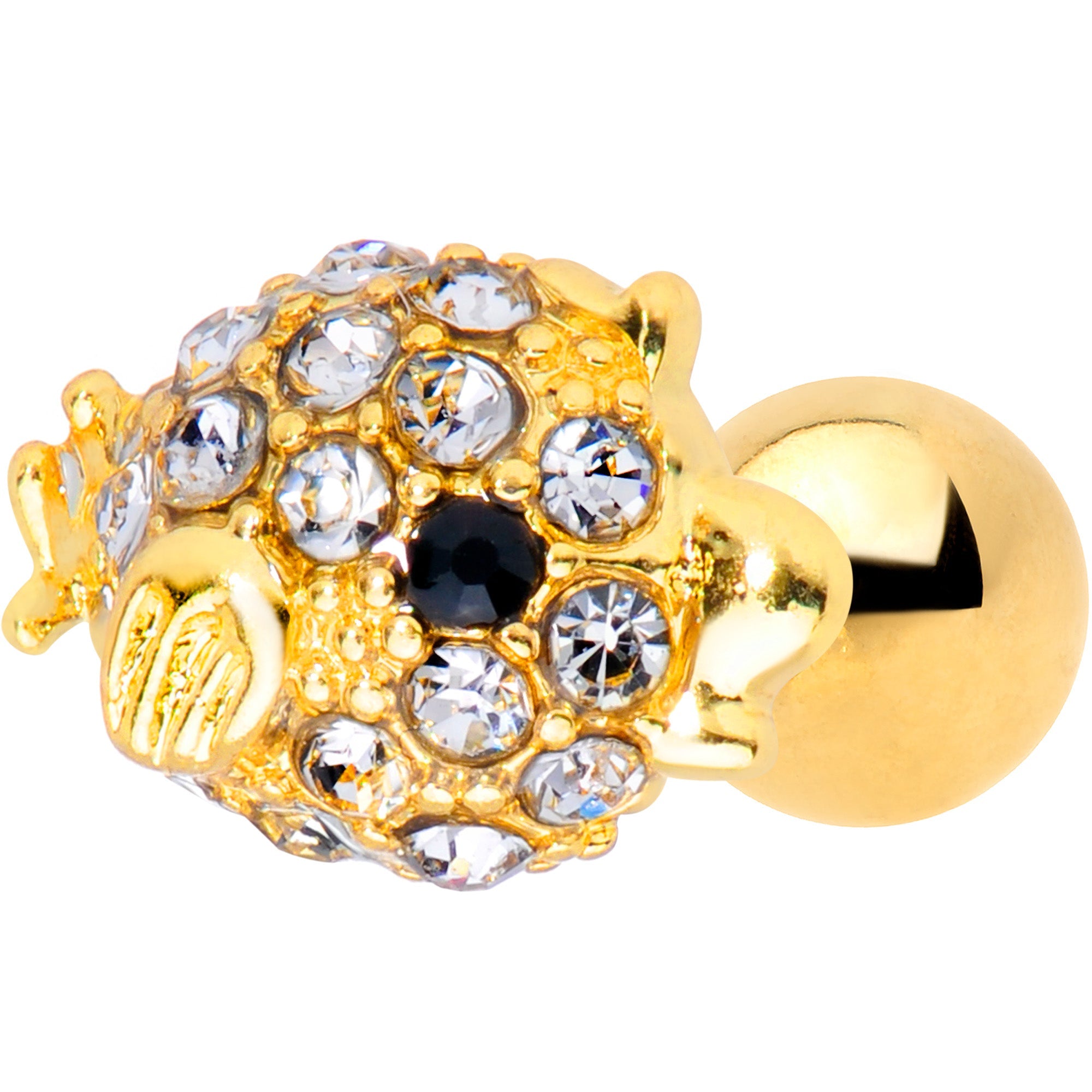BodyCandy 16G 1/4 Clear Gem Gold Tone Fish Cartilage Tragus Earring — main product shot