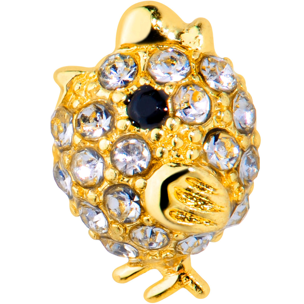 BodyCandy 16G 1/4 Clear Gem Gold Tone Fish Cartilage Tragus Earring — detail close-up