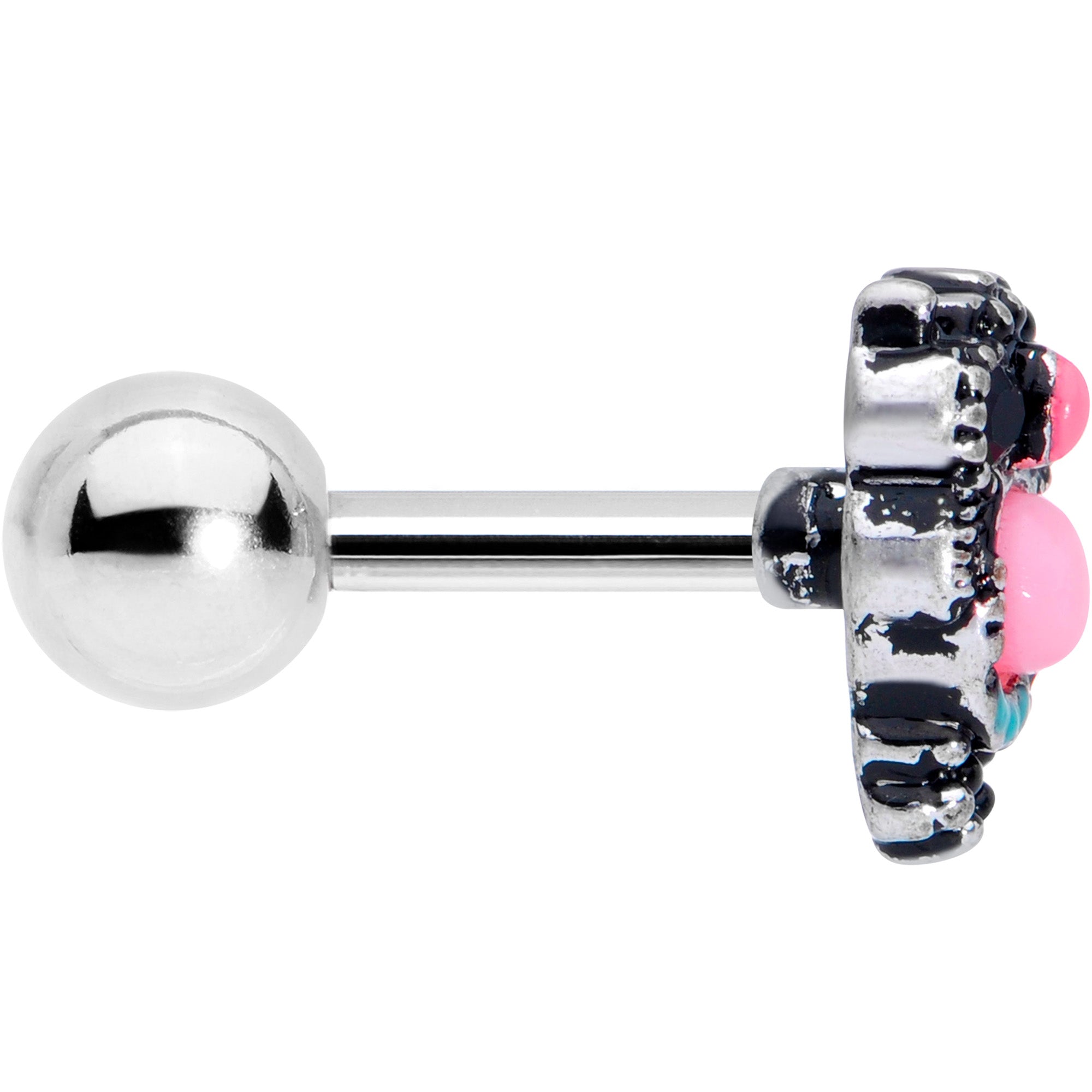 BodyCandy 16G 1/4 Black Gem Pink Orb Owl Cartilage Tragus Earring — lifestyle context