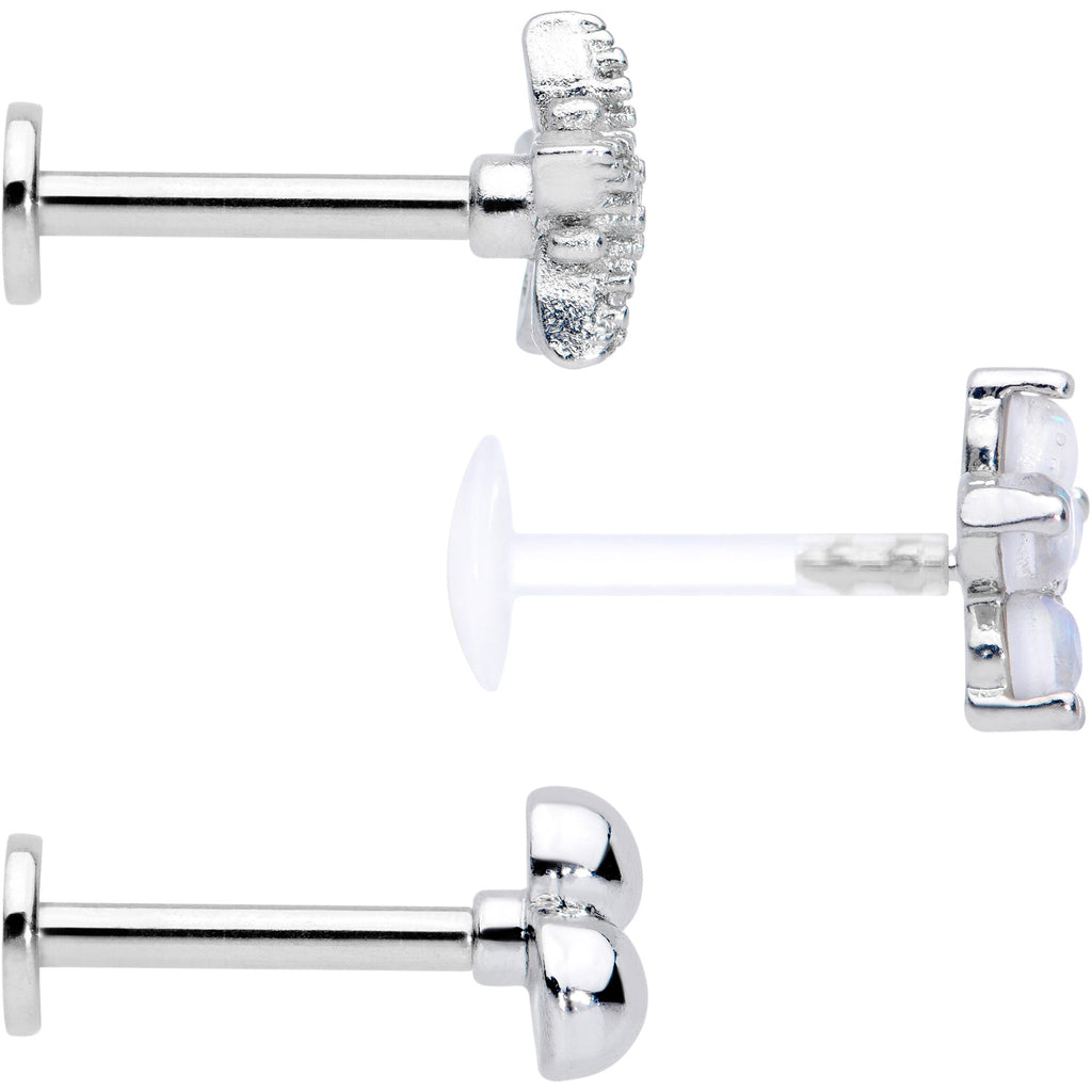 BodyCandy 16G 5/16 CZ Gem White Faux Opal Bioplast Labret Tragus Set of 3 — lifestyle context