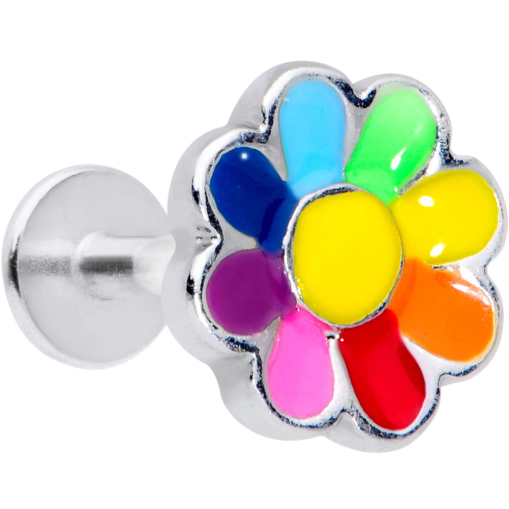 BodyCandy 16G 1/4 Rainbow Hippie Flower Labret Monroe Tragus — main product shot