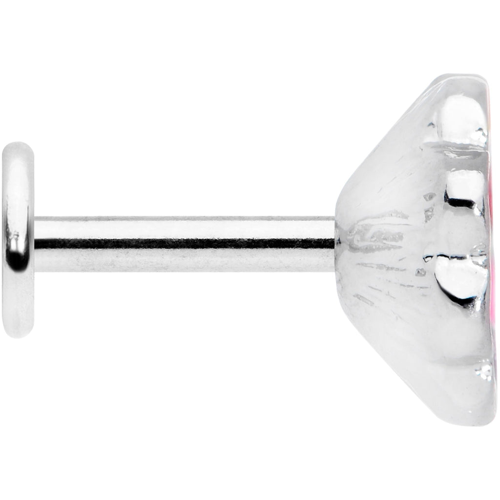 BodyCandy 16G 1/4 Rainbow Hippie Flower Labret Monroe Tragus — side view