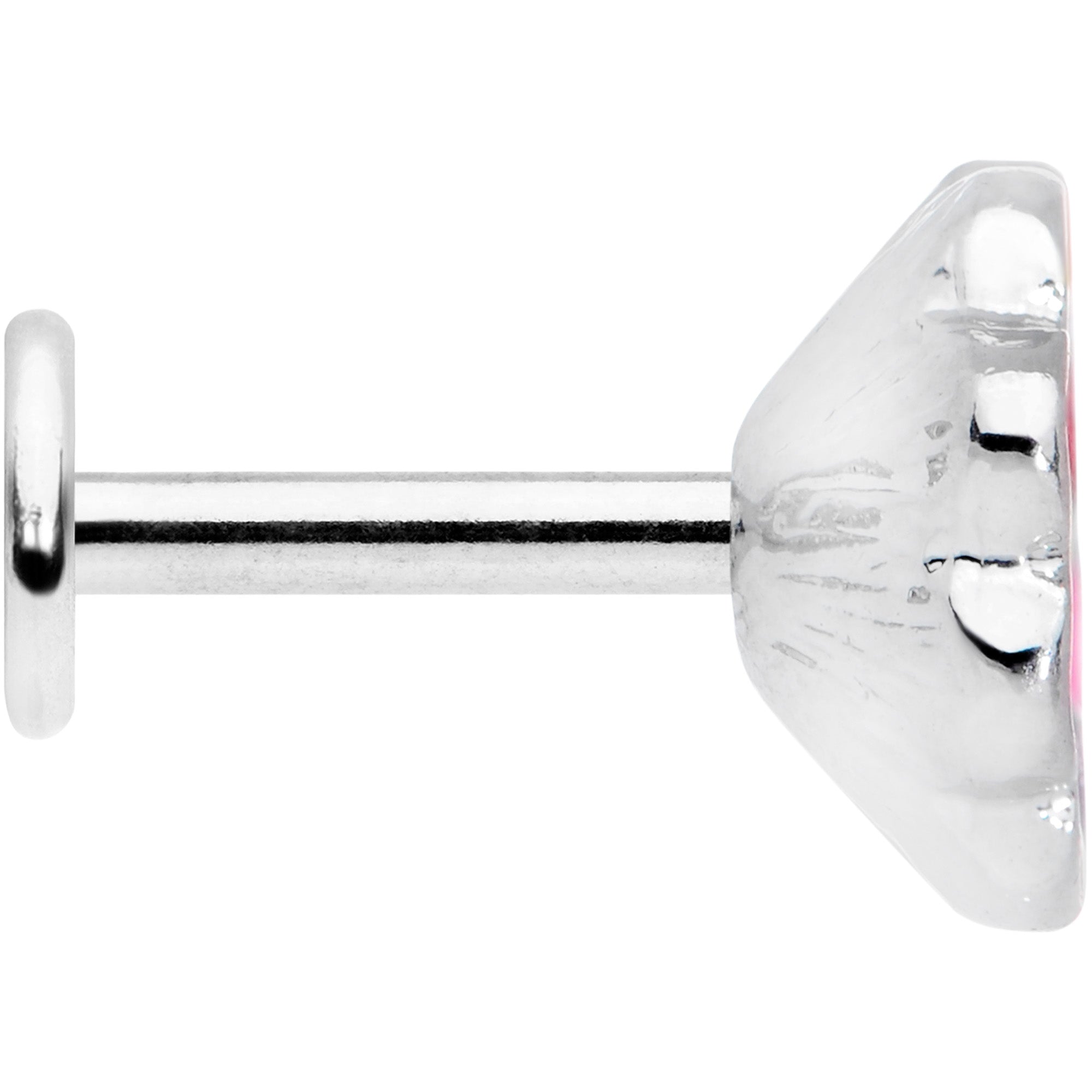BodyCandy 16G 1/4 Rainbow Hippie Flower Labret Monroe Tragus — side view