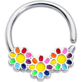 BodyCandy 16G 3/8 Rainbow Hippie Flower Septum Ring — main product shot