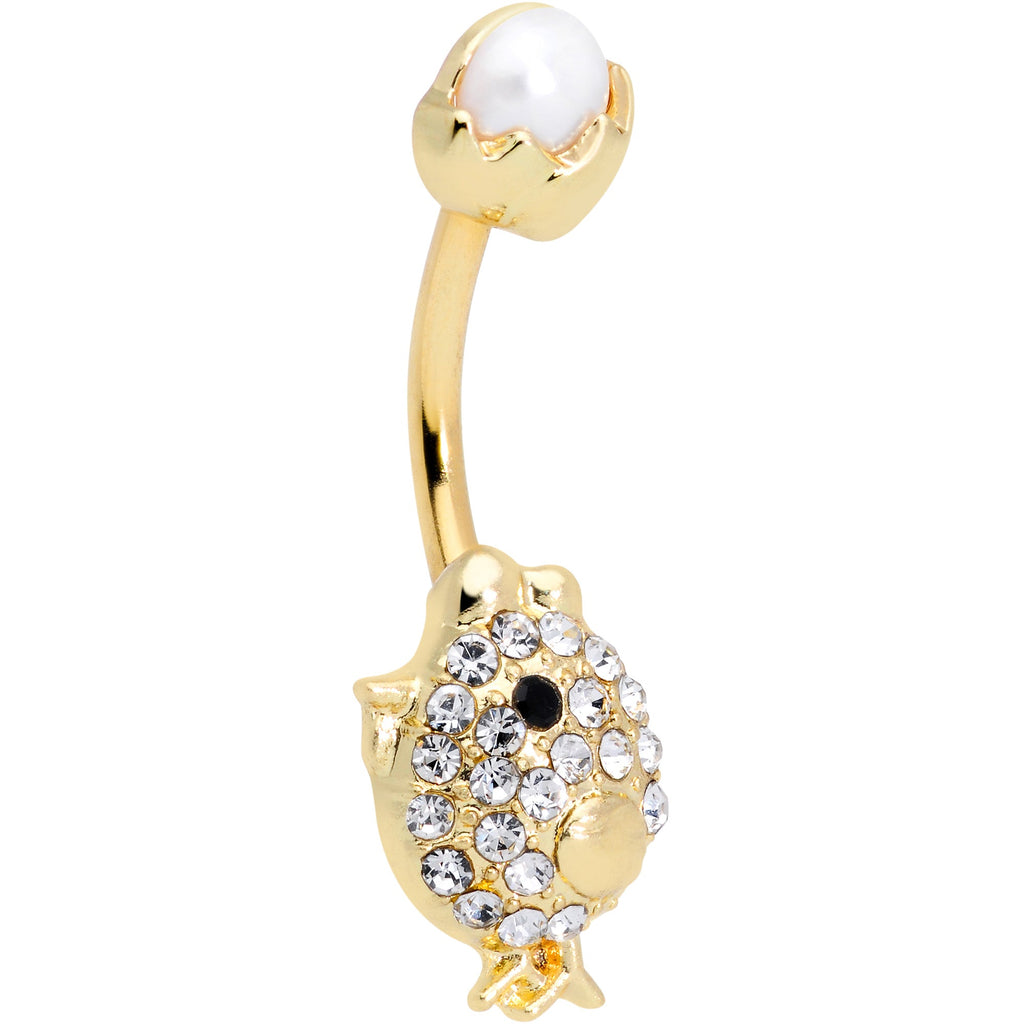 BodyCandy Clear Gem Gold Tone Egg Chick Belly Ring — main product shot