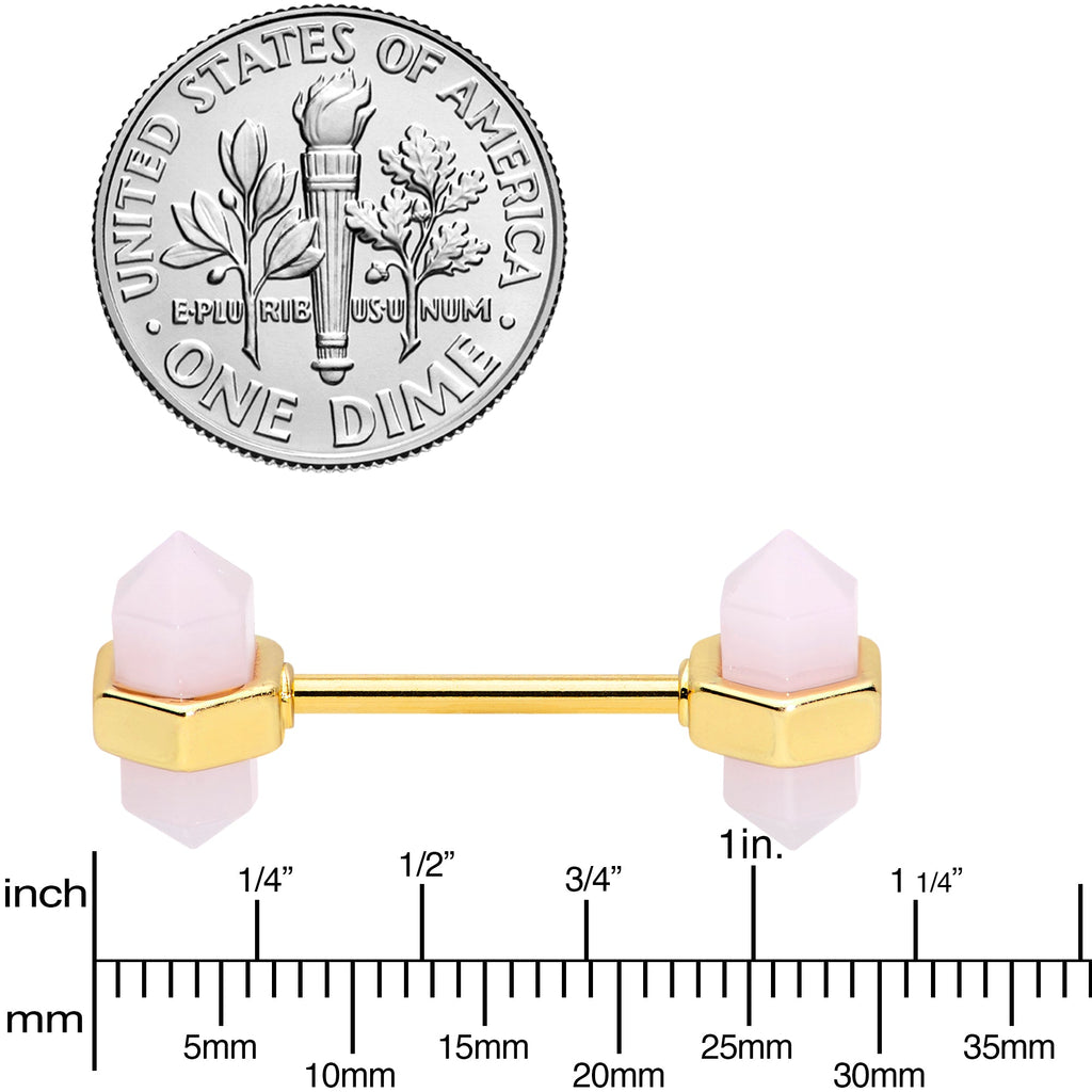 BodyCandy 14G 5/8 Gold Tone Gem Barbell Nipple Ring Set — detail close-up