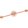 BodyCandy 14G Clear CZ Gem Rose Gold Tone Hearts Industrial Barbell 38mm — main product shot