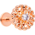 BodyCandy 16G 5/16 Clear CZ Rose Gold Tone Hearts Labret Monroe Tragus — main product shot