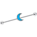 BodyCandy 14G  Faux Turquoise Crescent Moon Industrial Barbell 38mm — main product shot