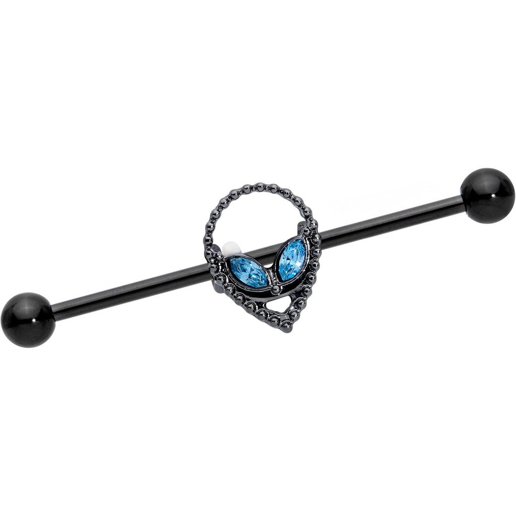 BodyCandy 14G Blue Gem Black Hollow Alien Industrial Barbell 38mm — main product shot