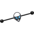 BodyCandy 14G Blue Gem Black Hollow Alien Industrial Barbell 38mm — main product shot