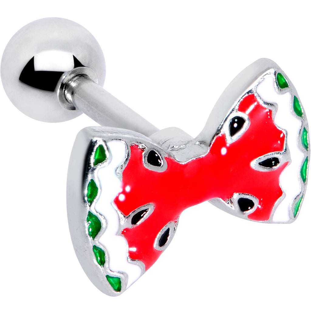 BodyCandy 16G 1/4 Red Fruit Watermelon Bow Cartilage Tragus Earring — main product shot