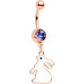 BodyCandy Purple Gem Rose Gold Tone Glow in Dark Easter Bunny Dangle Belly Ring — main product shot