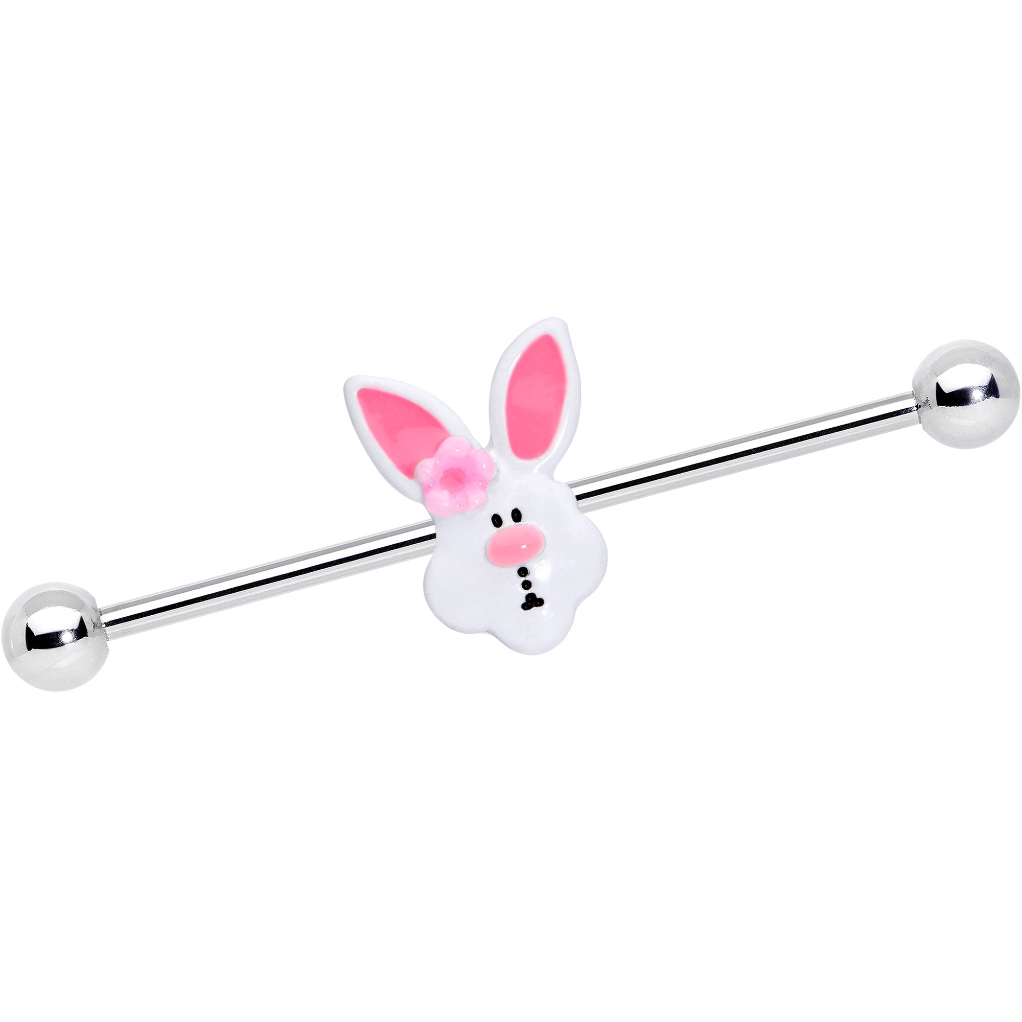BodyCandy 14G Easter Bunny Flower Industrial Barbell 38mm — main product shot