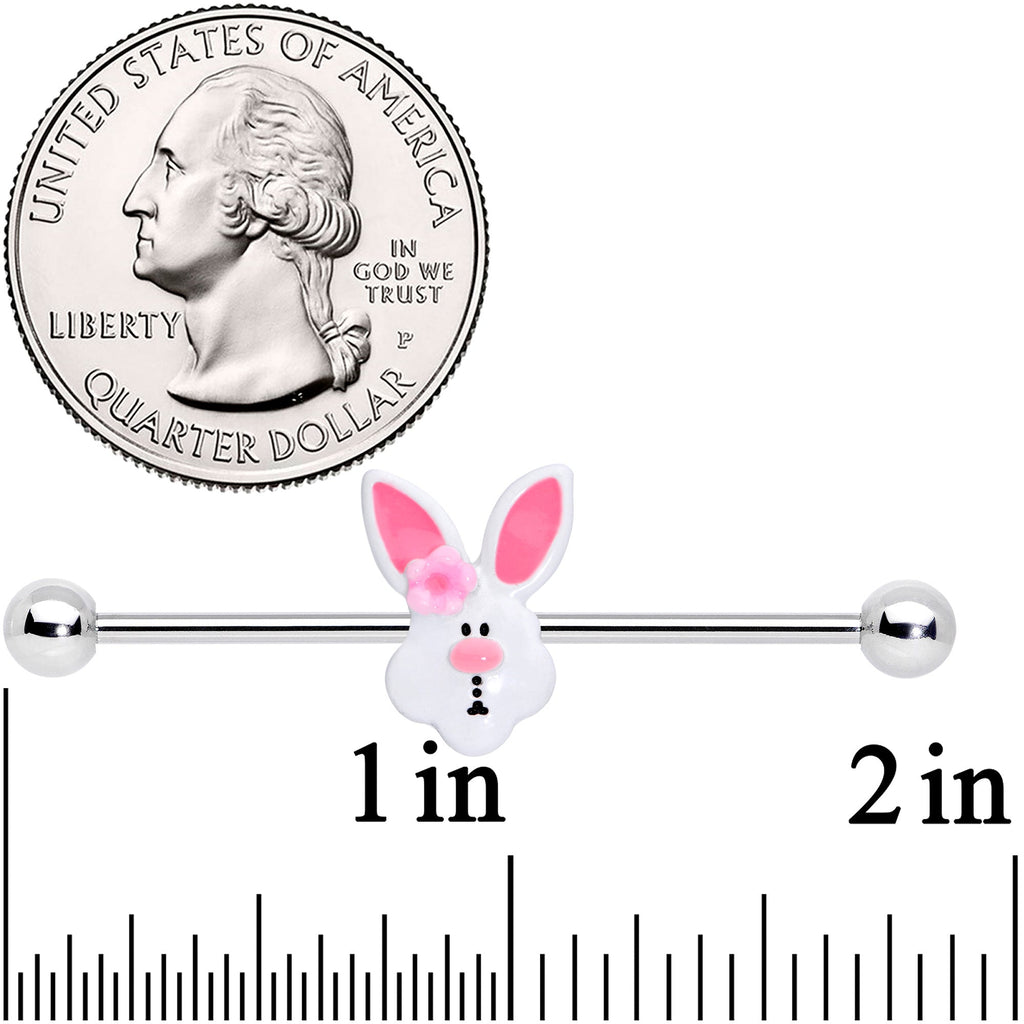 BodyCandy 14G Easter Bunny Flower Industrial Barbell 38mm — detail close-up