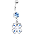 BodyCandy Light Blue Gem Shamrock St Patricks Day Dangle Belly Ring — main product shot