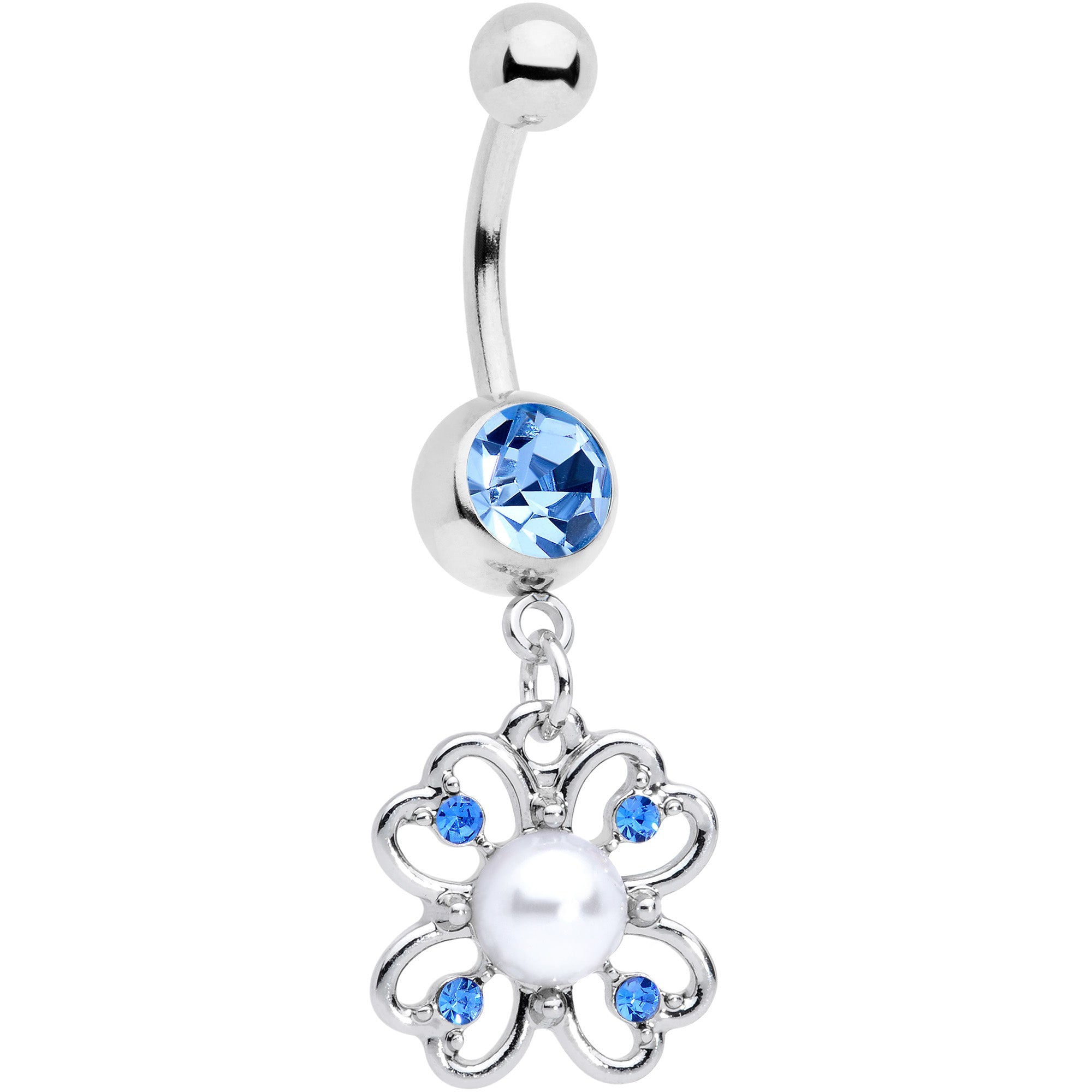 BodyCandy Light Blue Gem Shamrock St Patricks Day Dangle Belly Ring — main product shot