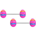 BodyCandy 14G 9/16 Pink Easter Egg Barbell Nipple Ring Set — main product shot