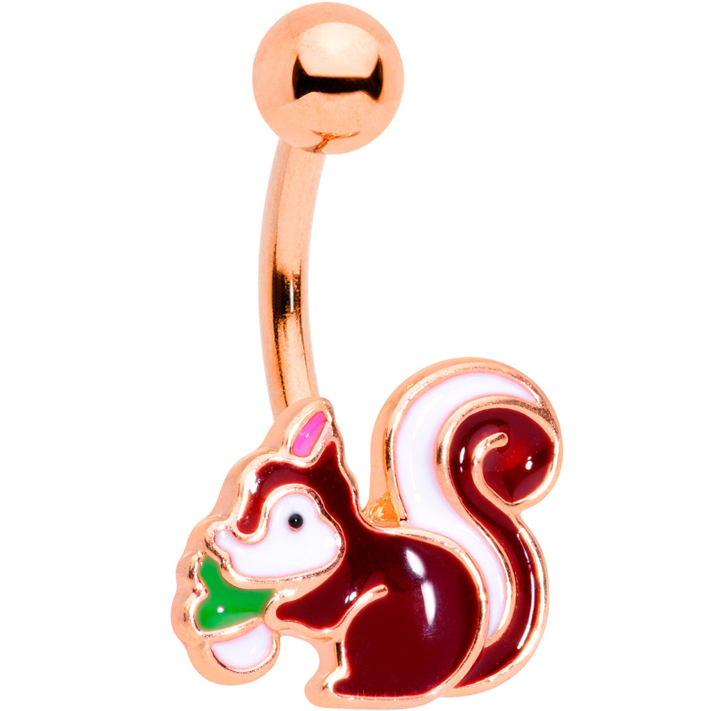 BodyCandy Rose Gold Tone Snacking Squirrel Belly Ring — main product shot