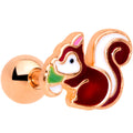 BodyCandy 16G 1/4 Rose Gold Tone Snacking Squirrel Cartilage Tragus Earring — main product shot