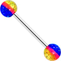 BodyCandy Blue Orange Yellow UV Glow Acrylic Ball Barbell Tongue Ring — main product shot