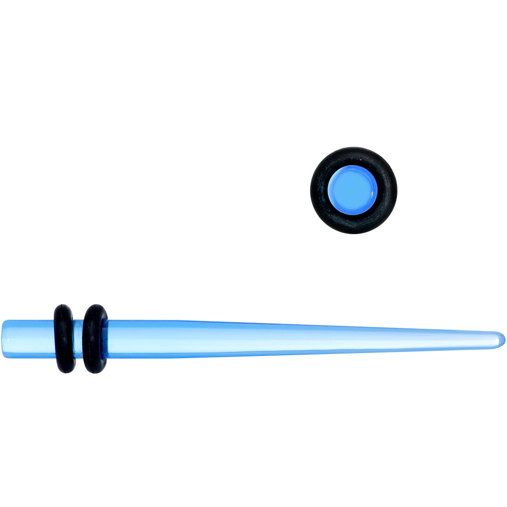 BodyCandy 8G Blue Acrylic Straight Taper Set — detail close-up