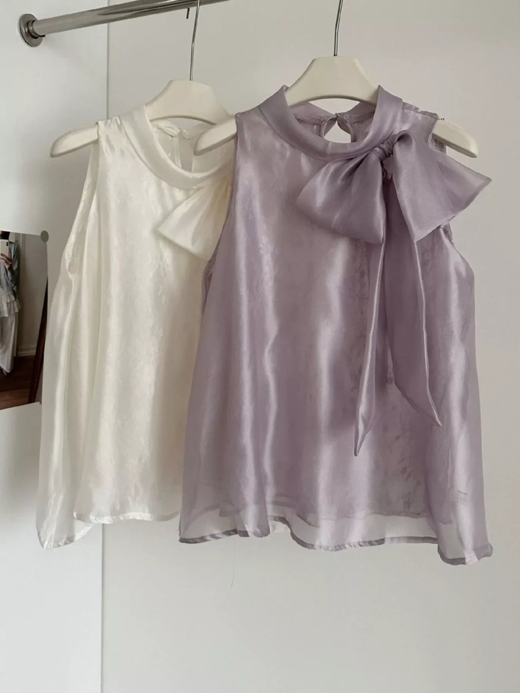 Bow Chiffon Sleeveless Top