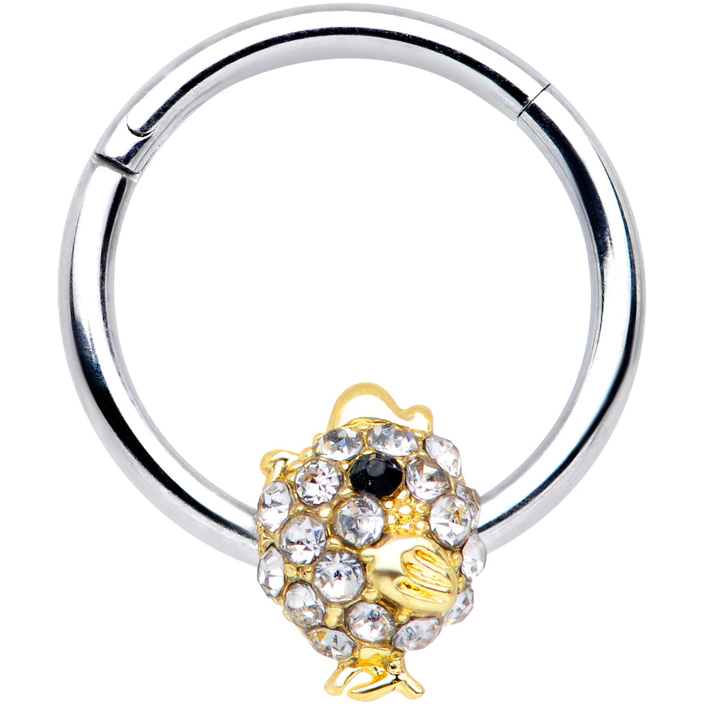 BodyCandy 16G 3/8 Clear Black Gem Little Chick Septum Ring — main product shot