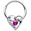 BodyCandy 16G 3/8 Clear Pink Gem Swirling Heart Valentines Day Septum Ring — main product shot