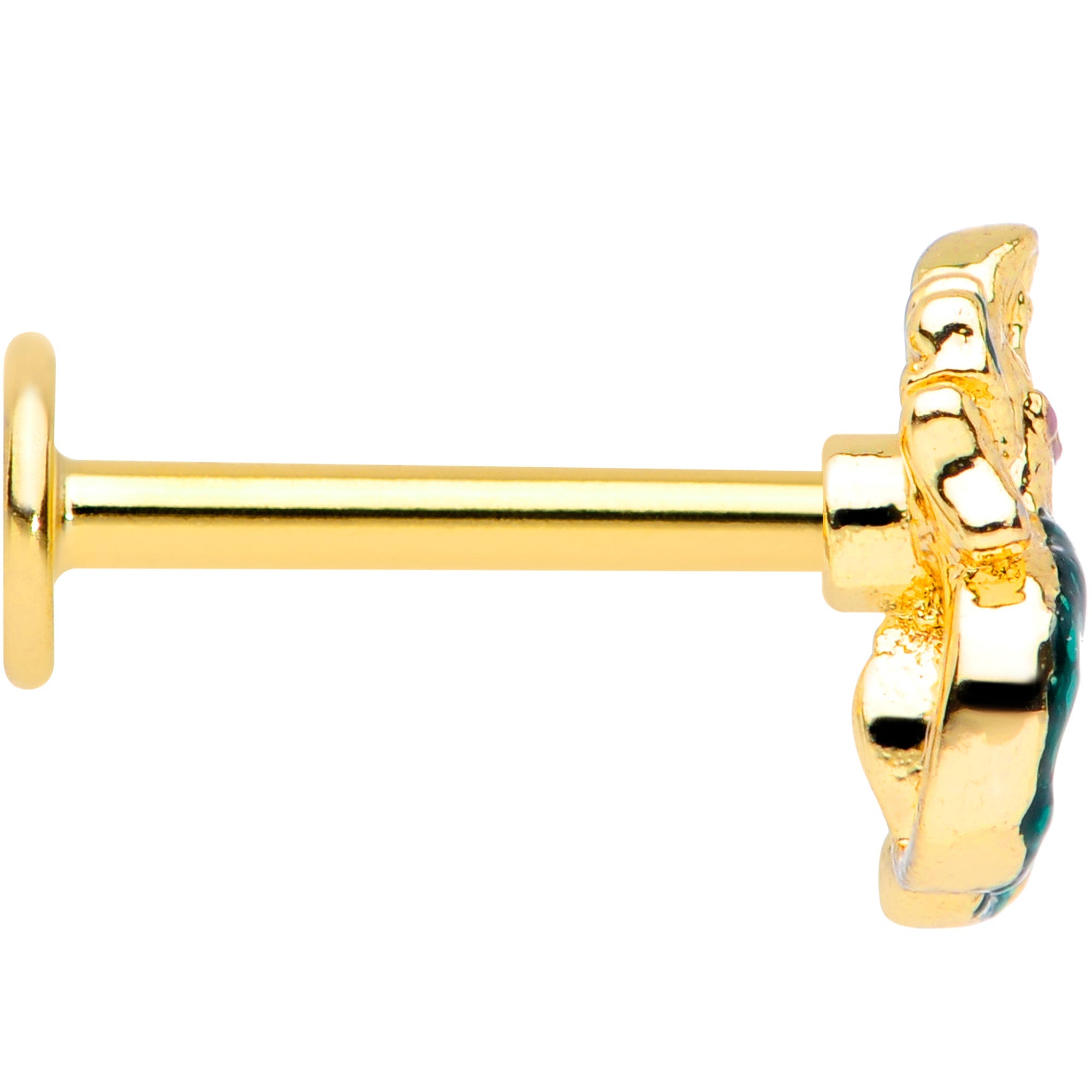 BodyCandy 16G 5/16 Gold Tone Green Mermaid Labret Monroe Tragus — lifestyle context