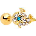 BodyCandy 16G 1/4 Clear Aqua Gem Gold Tone Whale Cartilage Tragus Earring — main product shot