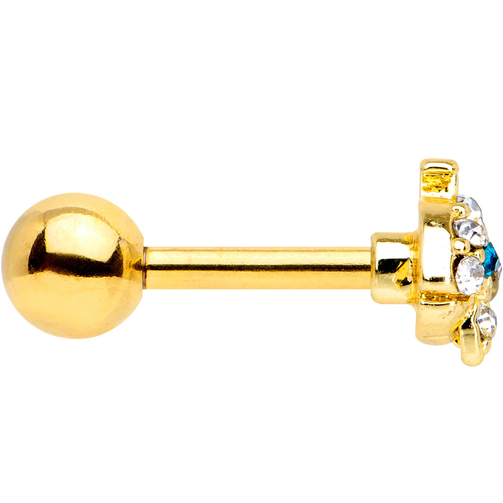 BodyCandy 16G 1/4 Clear Aqua Gem Gold Tone Whale Cartilage Tragus Earring — lifestyle context