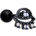BodyCandy 16G 1/4 Black White Faux Opal UFO Cartilage Tragus — main product shot