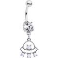 BodyCandy Clear CZ Gem White Faux Opal UFO Dangle Belly Ring — main product shot