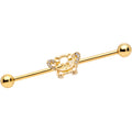 BodyCandy 14G Clear Gem Gold Tone Flying Pig Industrial Barbell 38mm — main product shot