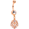 BodyCandy Clear CZ Gem Rose Gold Tone Elegant Abstract Dangle Belly Ring — main product shot