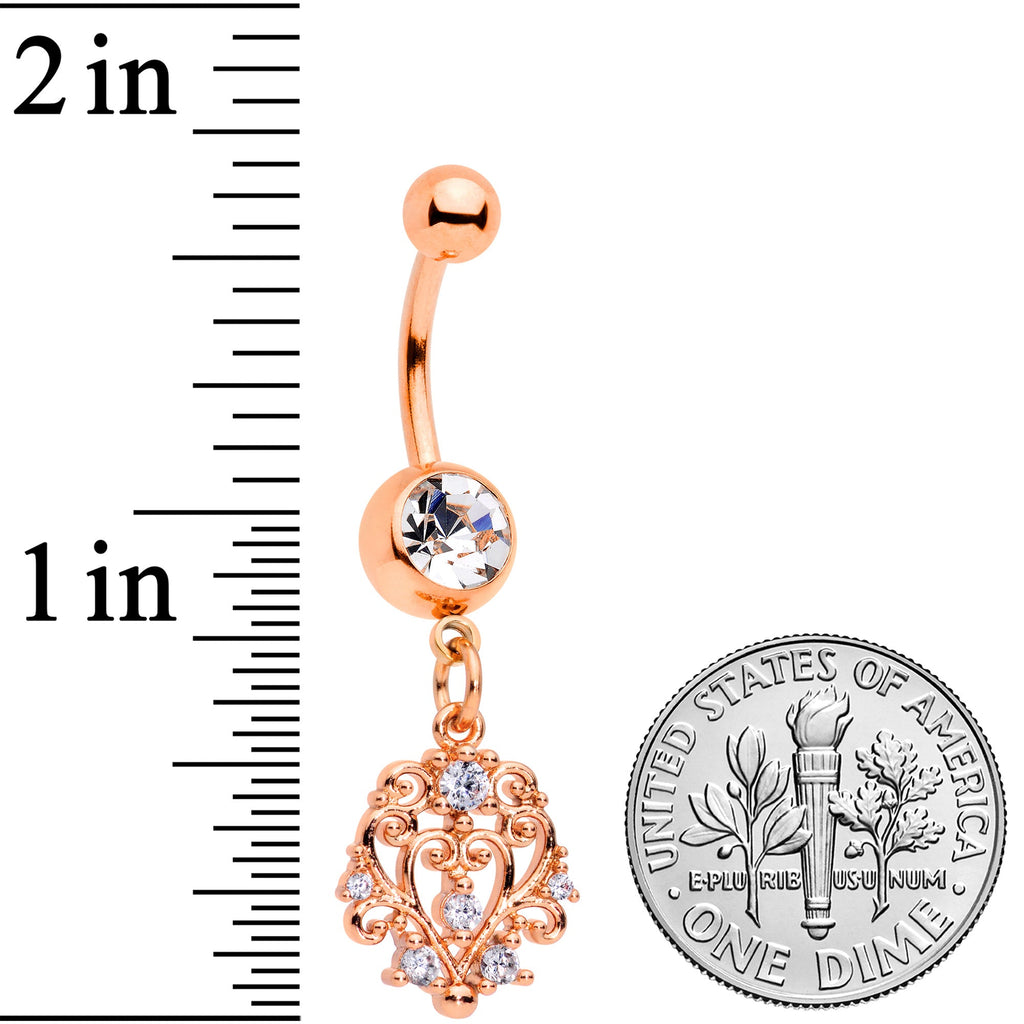 BodyCandy Clear CZ Gem Rose Gold Tone Elegant Abstract Dangle Belly Ring — lifestyle context