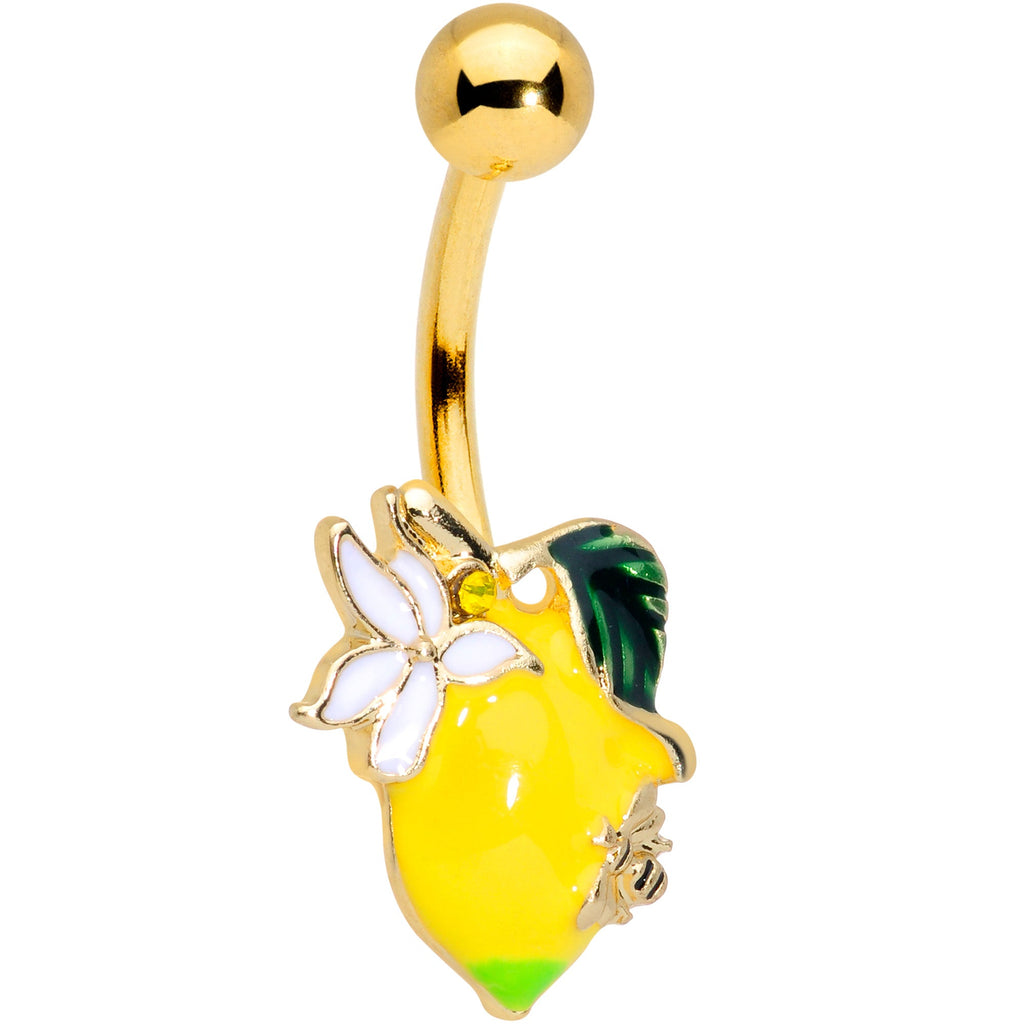 BodyCandy Gold Tone Lemon Bee Flower Belly Ring — main product shot