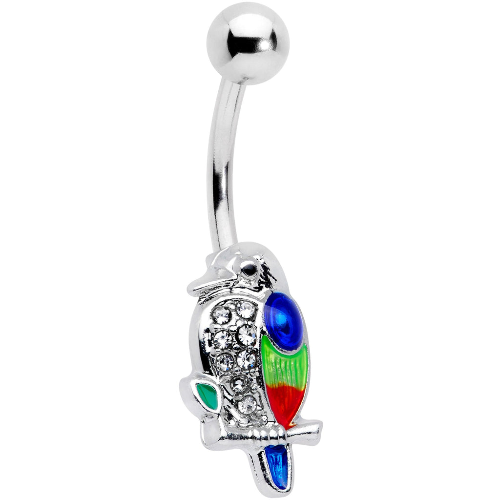 BodyCandy Clear Gem Tropical Parrot Bird Belly Ring — main product shot