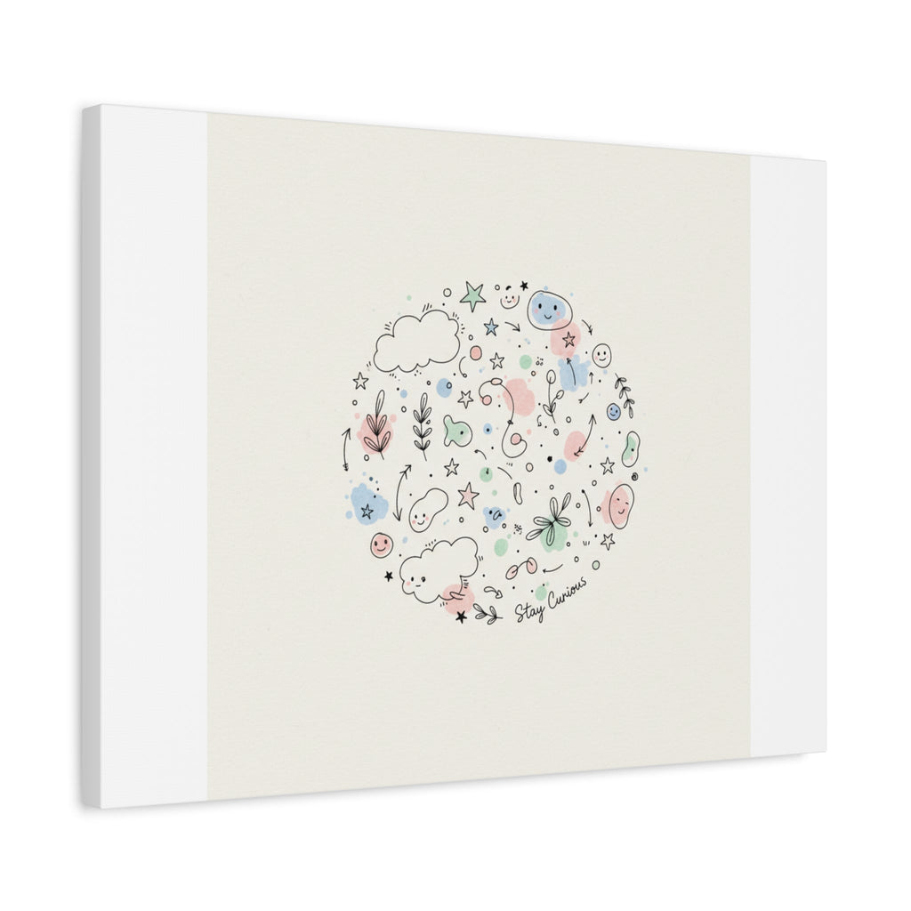 Doodle Circle Line Drawing Matte Canvas, Hand-Drawn Sketch Art