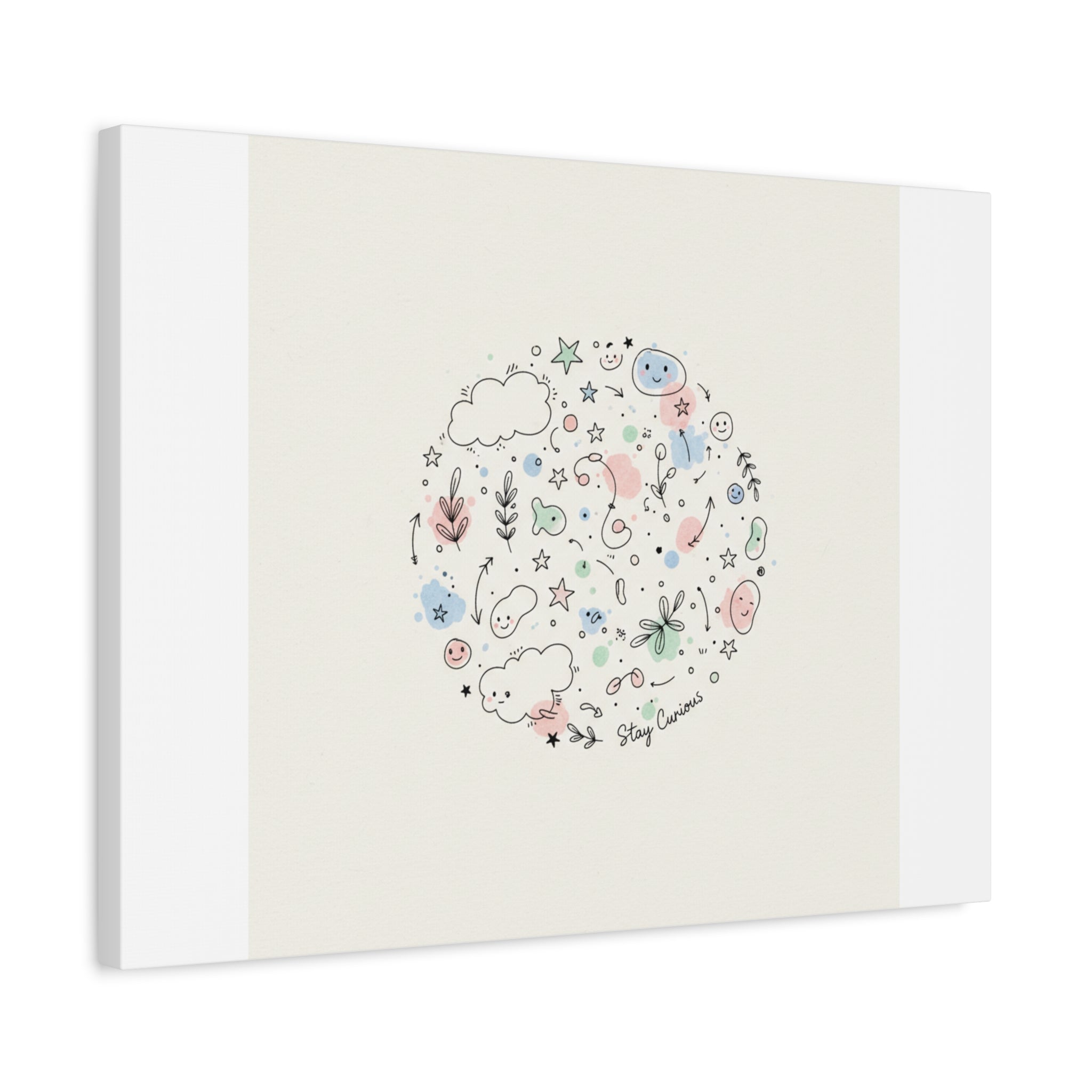 Doodle Circle Line Drawing Matte Canvas, Hand-Drawn Sketch Art