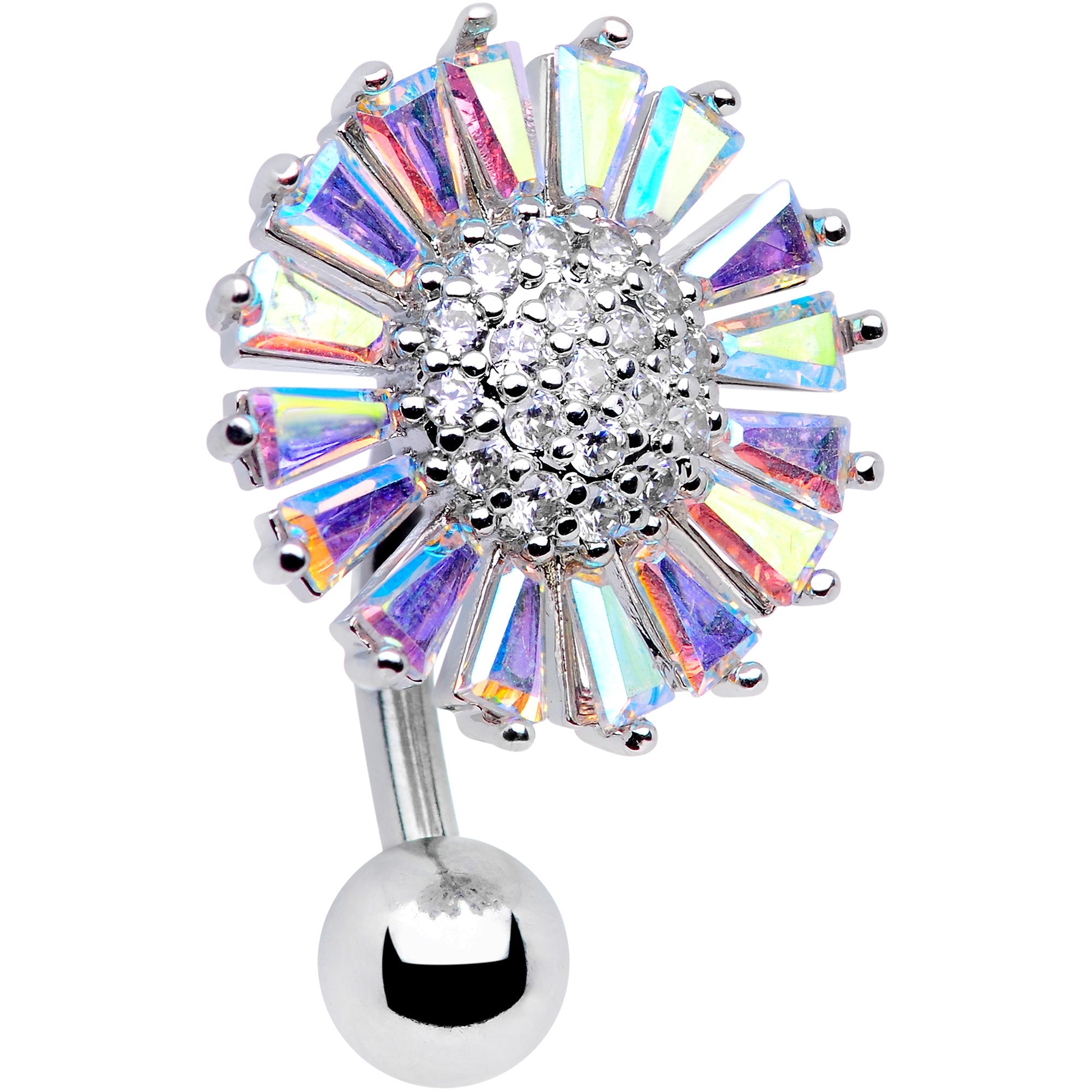 BodyCandy Clear Aurora CZ Gem Sunflower Belly Ring — main product shot