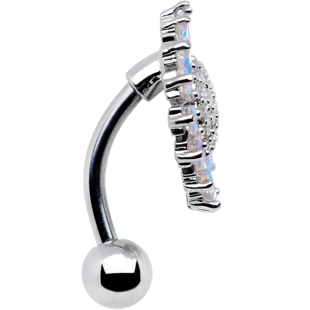 BodyCandy Clear Aurora CZ Gem Sunflower Belly Ring — lifestyle context