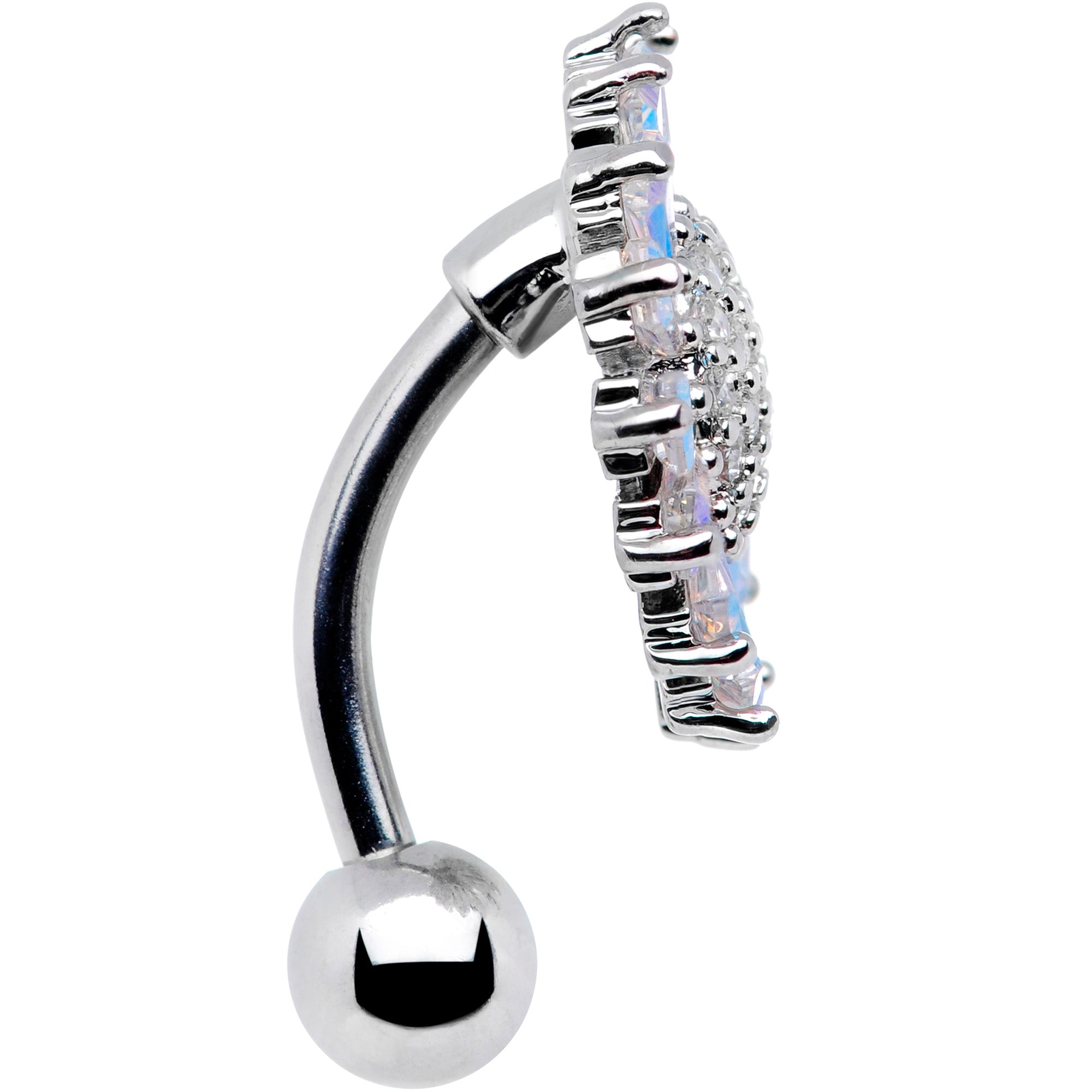 BodyCandy Clear Aurora CZ Gem Sunflower Belly Ring — lifestyle context