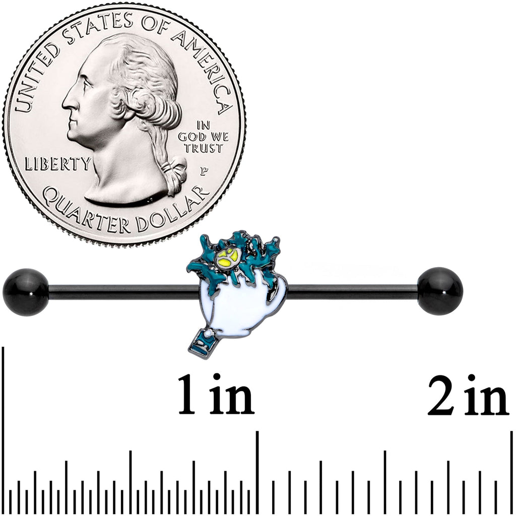 BodyCandy 14G Black Creepy Halloween Tea Industrial Barbell 38mm — lifestyle context