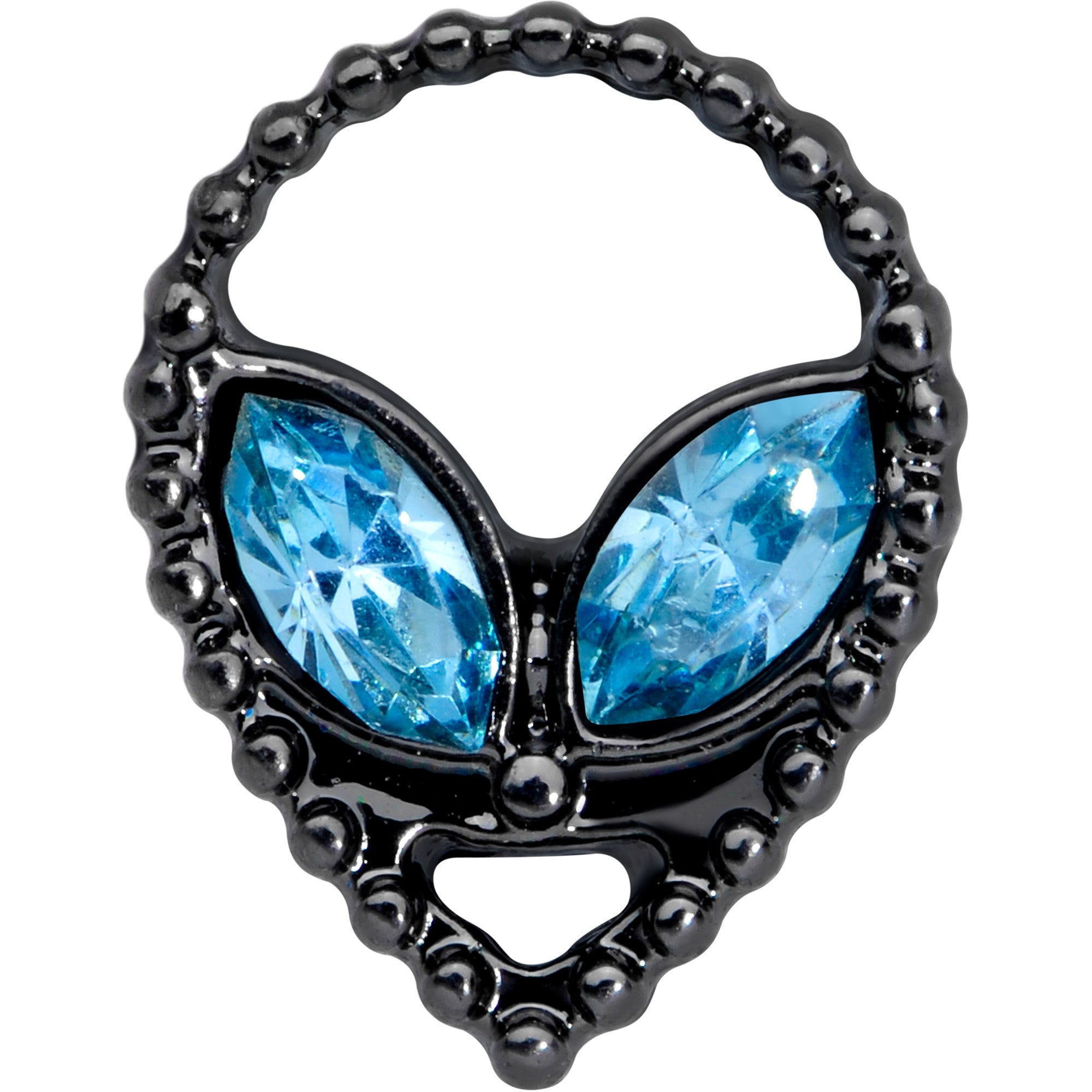 BodyCandy 16G 1/4 Aqua Gem Black Alien Cartilage Tragus — detail close-up
