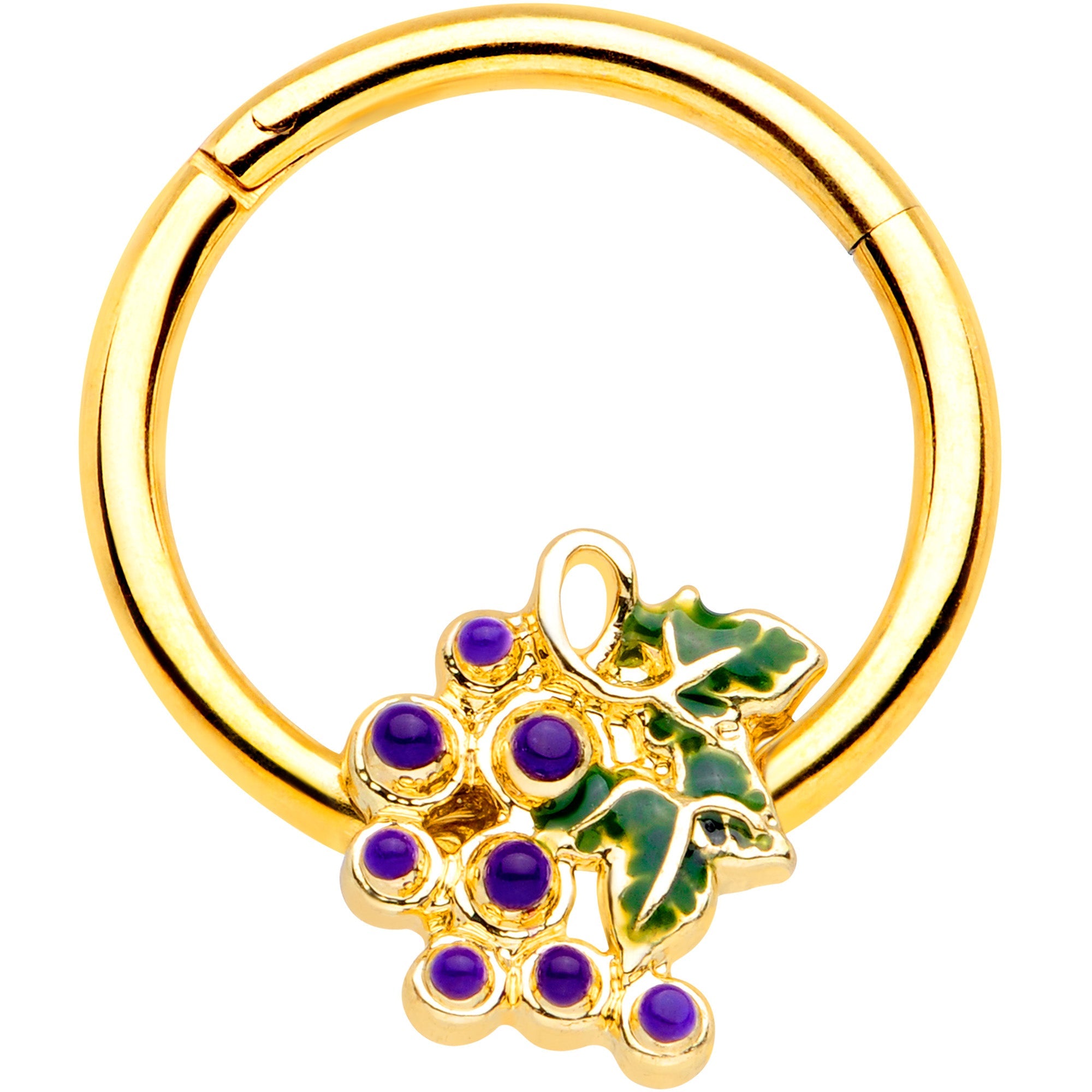 BodyCandy 16G 3/8 Gold Tone Yummy Grapes Septum Ring — main product shot