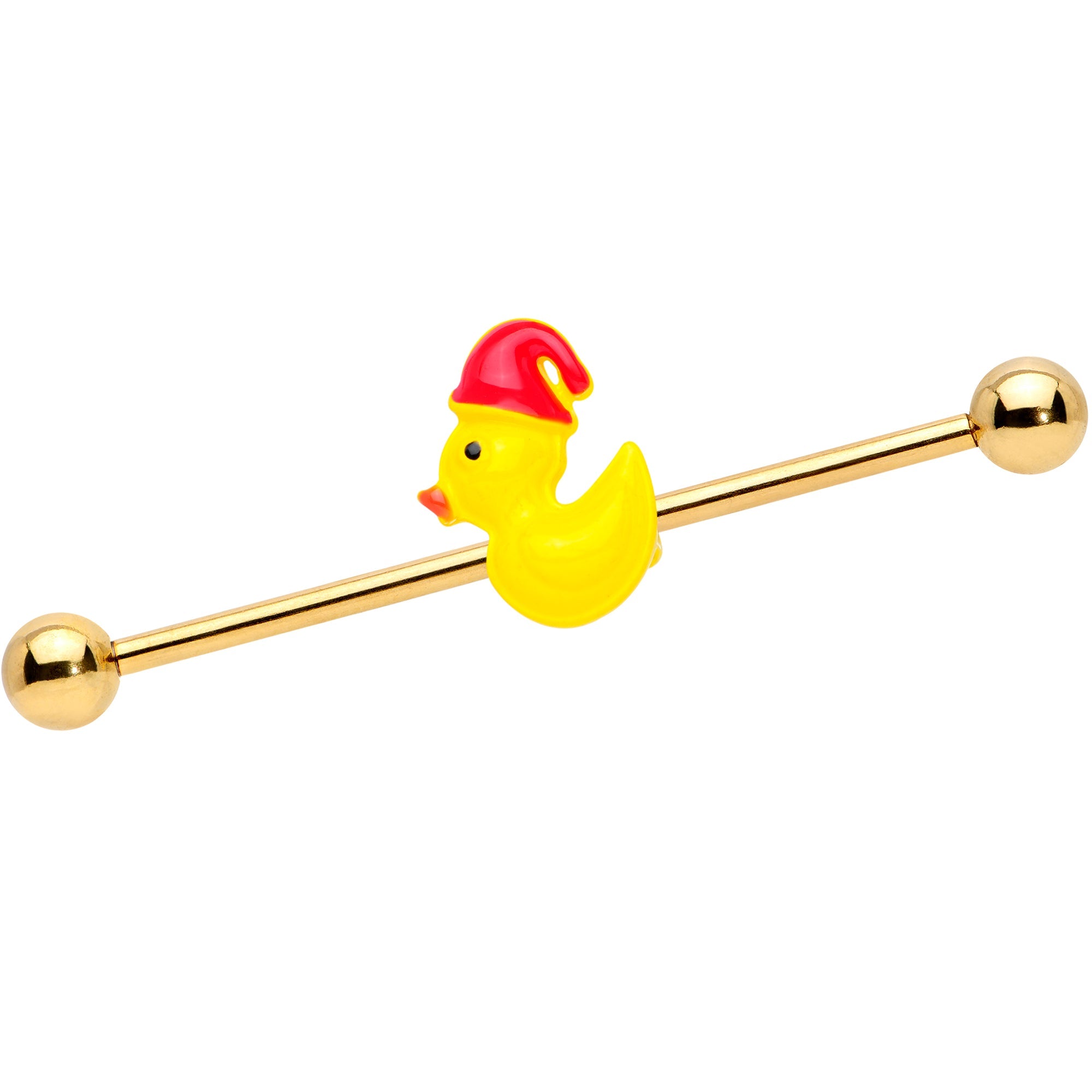 BodyCandy 14G Gold Tone Sleepy Duck Industrial Barbell 38mm — main product shot